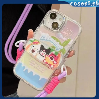 คูปองเคลม🎀เคสไอโ case for iphone 11 12 หมีมะพร้าวสตรอเบอร์รี่ Hello Kitty Kulomi เคส 14 13 12 11 pro max ทนทานป้องกันก