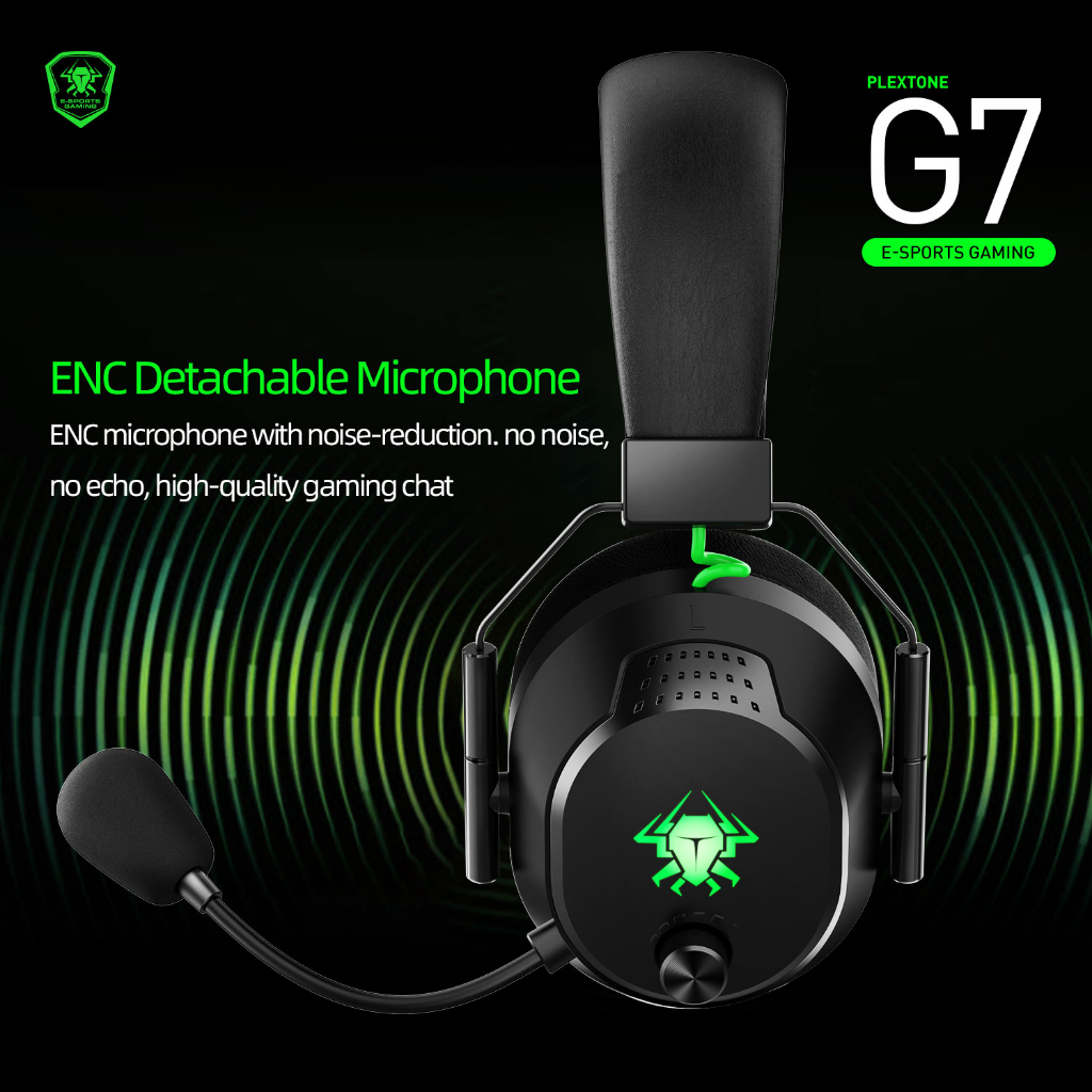 รุ่นใหม่2023 หูฟังไร้สาย PLEXTONE G 7หูฟังสำหรับเล่นเกม E-SPORTS พร้อมไฟ RGB Surround 50มม.ENC ที่ถอดออกได้