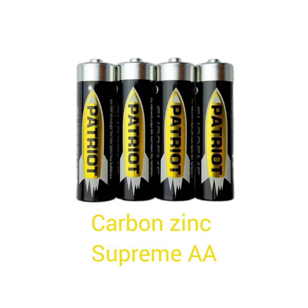 ถ่าน AA Patriot Supreme Extra Heavy Duty 1.5V แพ็ก 4 ก้อน AA แพทริออท ซูพรีม เอ็กซ์ตร้า เฮฟวี่ ดิวตี้ 1.5V แพ็ก 4 ก้อน