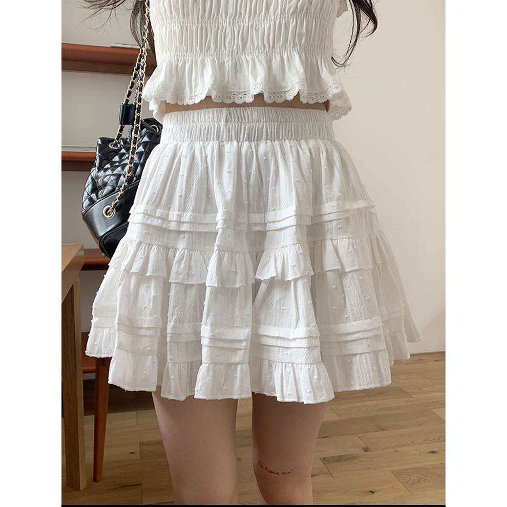 (พร้อมส่ง) Clothestoryy - Ballet Cake Skirt กระโปรงสั้นระบาย รุ่นผ้า มีซับในกางเกง