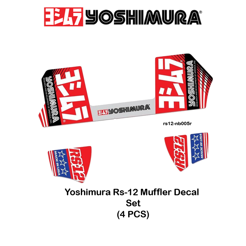 สติกเกอร์ติดท่อไอเสีย Yoshimura RS-12 MUFFLER BADGE RS-12 DECAL SET (4 PCS) งานลิขสิทธิ์เเท้(RS12-NB