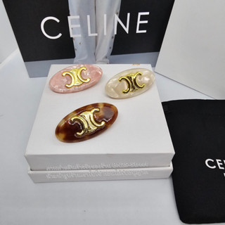 CELlNE TRIOMPHE HAIR CLIP  กิ๊บติดผมลาย Triomphe สี Dark Havana  ลายอะคิลิคสีน้ำตาล กิ๊บสีทอง งานสวย