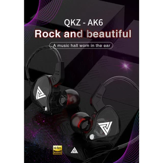 QKZ AK6 in ear ของแท้ คุณภาพดี เสียงดี เบสแน่น หูฟังอินเอียร์ ระดับเสียง HI-FI ไมค์เพิ่ม/ลดเสียง สายยาว 1.2 เมตร