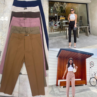 micro cloth Trousers 🍋🥐🍅 กางเกงขายาวเอวสูงทรงกระบอกเล็กสาวอวบ