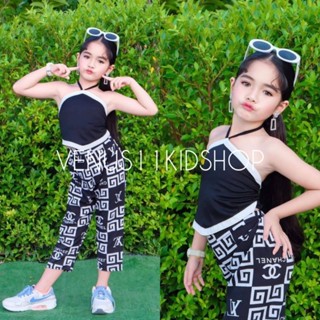 S2 ชุดเซทแนวสปอร์ตเสื้อผูกคอแต่งขอบ + กางเกงขายาวเข้าเซท