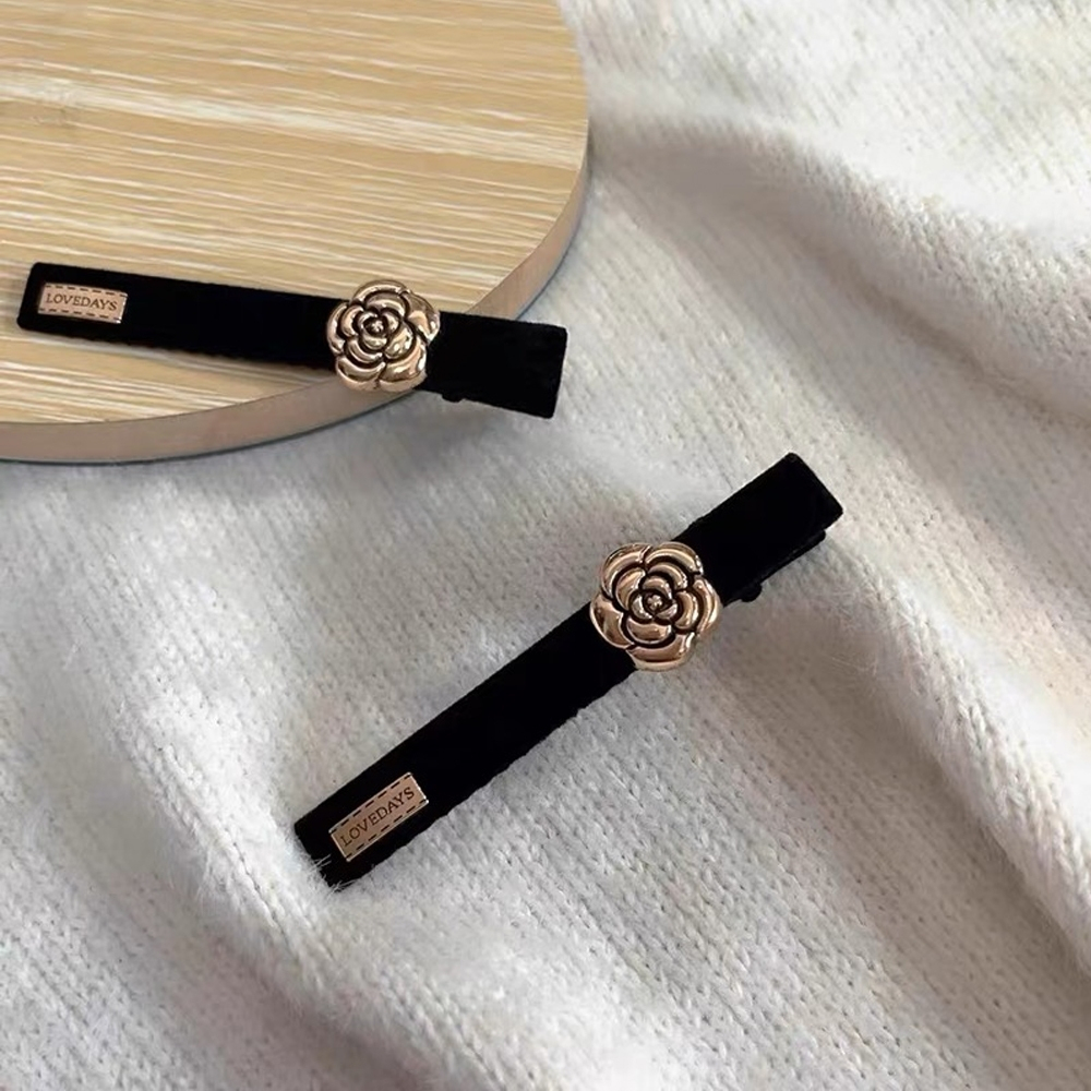 Fashion กิ๊บติดผม รูปปากเป็ด ผ้ากำมะหยี่ สีดำ สไตล์เกาหลี พร้อมส่งจากไทย Q-152 - รูปที่ 4