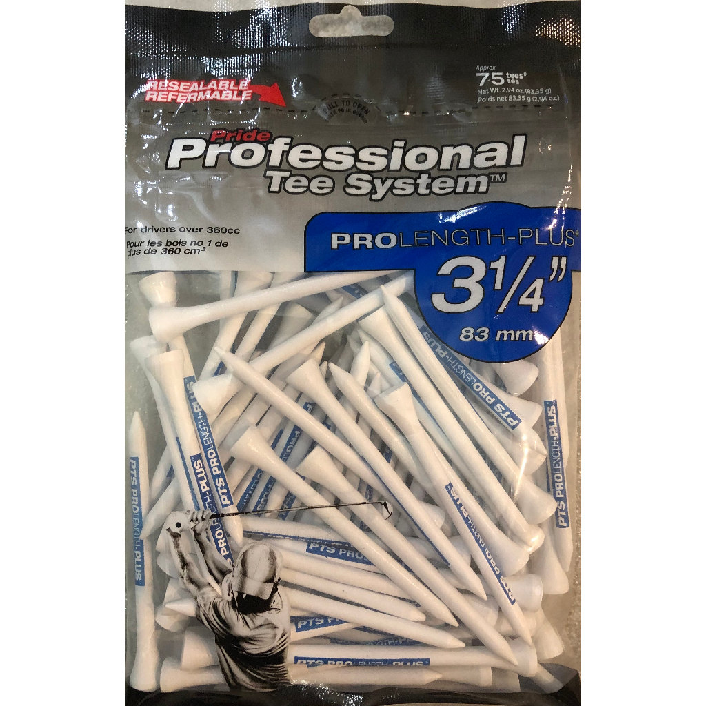 Tees Pride Professional Wood Tee PTS 3 1/4“ (75 Tees) ที่ตั้งลูกกอล์ฟ (75ชิ้น)