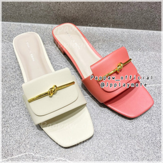 รองเท้าแตะ Charles&amp;keith  รุ่น Knotted Accent Slide Sandals  :  CK1-70580202 แท้จากชอป พร้อมอุปกรณ์