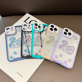 เคสขอบสี Vivo Y15S  Y33S Y21 Y20i Y17 Y12 เคสติดมุกสวยหรู เคสรุ่นใหม่หลังใสขอบนิ่ม เคสลายหงษ์ เคสกันรอย พร้อมส่งจากไทย