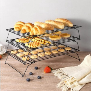 【จัดส่งรวดเร็ว】ตะแกรงพักขนม 3ชั้น ขนาด 34*25 ซม ชั้นวางขนม เค้ก 3-Tier Stackable Cooling Rack