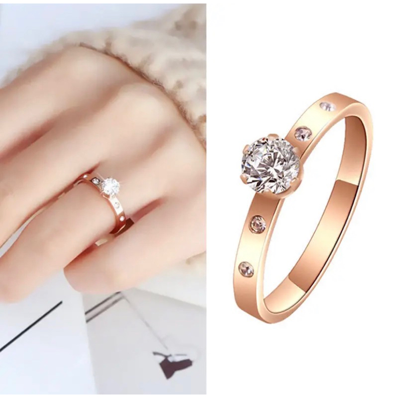 #แหวนเพชร #เครื่องประดับเกาหลี #แหวนสแตนเลส #แหวนสีโรสโกลด์ #สินค้าพร้อมส่งจากไทย
