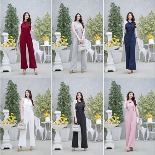 hbstation.shop เสื้อผ้าแฟชั่น Jumpsuit สีแดง เทา กรม ขาว ดำ ชมพู พร้อมส่ง