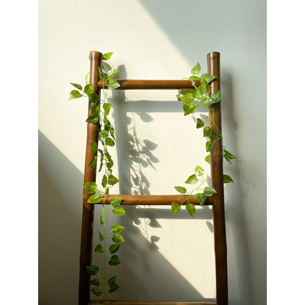 SKD บันไดไม้ไผ่สีน้ำตาลวอลนัท งานสวย ไม่มีเสี้ยน ราวตากผ้าขนหนู ที่แขวนกระเป๋า ที่แขวนต้นไม้ ของตกแต