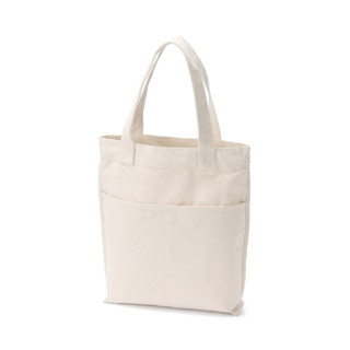 NEW MUJI (มูจิ) กระเป๋าสะพายข้างผ้าแคนวาสทรงสูง สีธรรมชาติ- Canvas Tall Tote Bag Natural