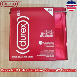 Durex® Durex Red Extra Sensitive Extra Lubricated 42 condoms ดูเร็กซ์ ถุงยางอนามัย 56 mm สำหรับคนแพ้ง่าย