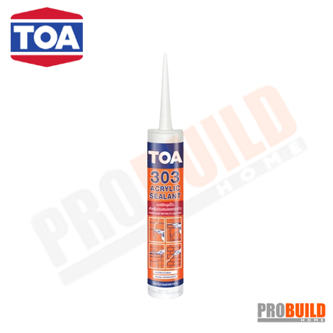 TOA รุ่น 303 อะคริลิกยาแนว  ขนาด 280 มล.สีขาว,สีโอ๊ค,สีเทา,อะครีลิคอุด โป๊ว ( แด๊ป , กาวยาแนว )