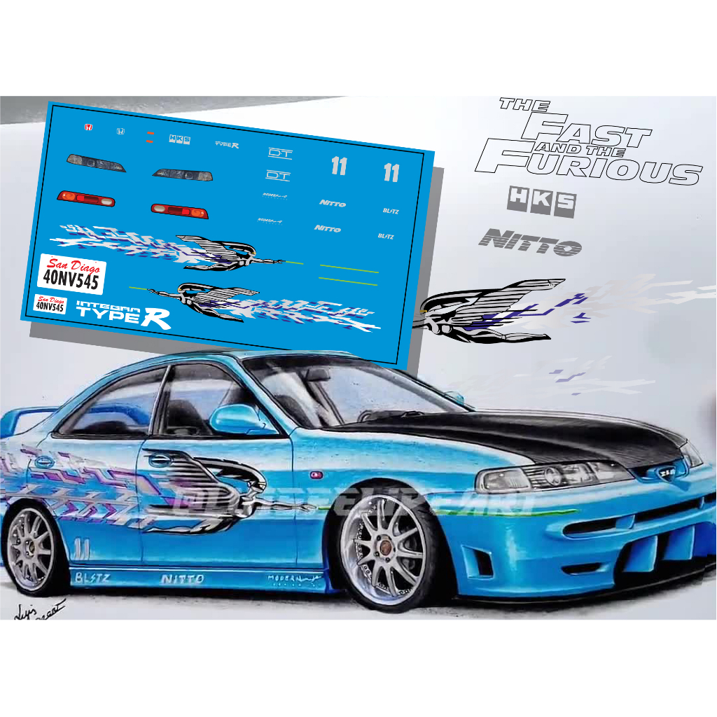 ดีคอล Mia Toretto fast and furious หมึกรองขาว ดีคอลฟาส ติดรถHot Wheels /Majorette 1:64 Decal  water 
