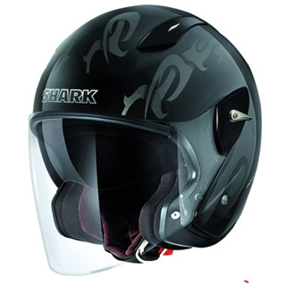 Shark หมวกกันน็อคเปิดคาง RSJ Mens Size Medium(57/58cm) Black Open Face Street Motorcycle Helmet รุ่น RSJ สีดำเงา size M