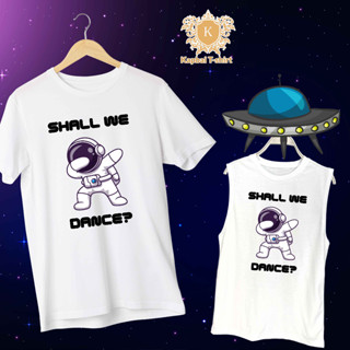 T-Shirt เสื้อยืด เสื้อแขนกุด สีขาว ลายAatro Shall We Dance เนื้อผ้าCotton100% เบอร์32 ใส่สบาย ใส่ได้ทั้งหญิงและชาย