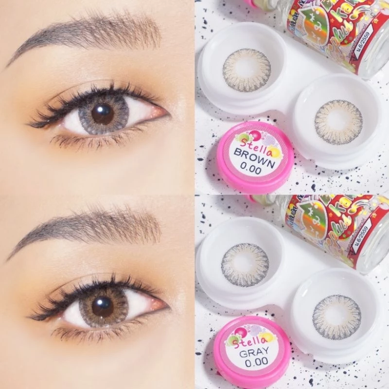 คอนแทคเลนส์ เจ้าสาว รุ่น Stella สีเทา/ตาล Gray/Brown มีค่าสายตา (0.00)-(-10.00)