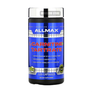 💊ALLMAX L-Carnitine + Tartrate(120 Capsules) แอล-คาร์นิทีน แอล-ทาร์เทรต เร่งการเผาผลาญไขมัน ให้กล้ามลีน