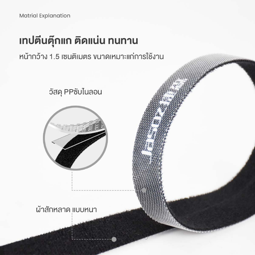 ⚡COD⚡Jasoz Strap Black เทปตีนตุ๊กแก สายรัดไนลอน ใช้สำหรับเก็บสายไฟและอื่นๆ - รูปที่ 2