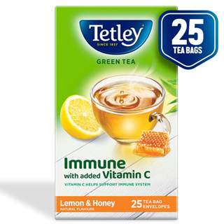 Tetley | Lemon &amp; Honey Flavored Green Tea | Immune with Added Vitamin C | 25 Tea Bags