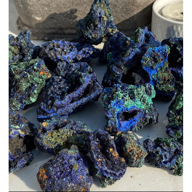 Azurite Crystal Cluster , Natural Azurite Specimen , Home Decoration , Crystal Tower , Handmade , En