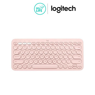 Logitech Bluetooth Multi Device Keyboard คีย์บอร์ดไร้สาย แถมสติ้กเกอร์ภาษาไทย  รุ่น K380 สี Rose