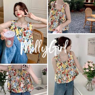 Mollygirl เสื้อกล้ามลายดอกไม้ สม็อคอก พร้อมส่ง K014#