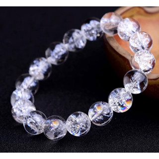 1pc Clear Quartz Himalaya Crystal Stretch 10 mm Round Bead Bracelets Rainbow Elastic Healing Reiki Fashion Gift Jewellry