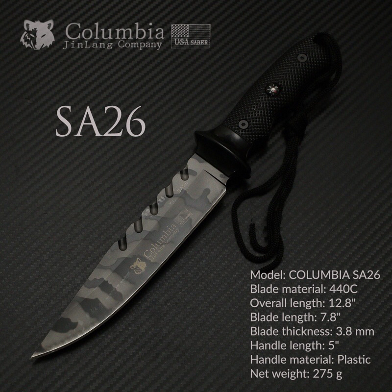 🦊 Columbia Fixed Blade Hunting Knife USA 🇺🇸 SABER no.SA26
