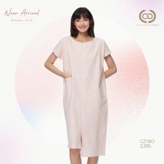 C&amp;D ชุดเดรส  Arrival “Minimal Pink” มีดีเทลลายปักแบบ Sashiko ปักเป็นลายตรงตลอดทั้งตัว (CZ1XLO)