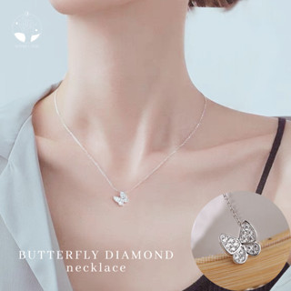 MNL💗 BUTTERFLY DIAMOND สร้อยคอพร้อมจี้ผีเสื้อติดเพชร  สร้อยเงินแท้ สร้อยคอนำโชค สร้อย จี้เงิน สร้อยเงิน สร้อยคอเงิน