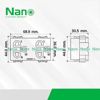 เต้ารับ คู่มีกราวน์ มีม่านและไม่มีม่านนิรภัย NANO 16A 250Vขนาด 3 ช่อง รุ่นClassic Series NN-P601, NN-P602(มีม่านนิรภัย)