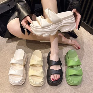 รองเท้าส้นตึก รองเท้าแฟชั่น รองเท้า แตะผู้หญิง สูง7cm size34-39 ♥️พรีออเดอร์