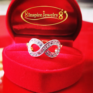 Inspire Jewelry ,แหวนฝังเพชรCZ infinity Free size งานจิวเวลลี่ ฝังล็อคหรือฝังสอด  ตัวเรือน หุ้มเศษทองแท้ 100% 24K สวยหรู