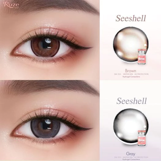 🔥คอนแทคเลนส์ ✨ขนาดบิ๊กอายโตมาก✨ Seeshell (Rozelens) ✨Brown / Gray / Black