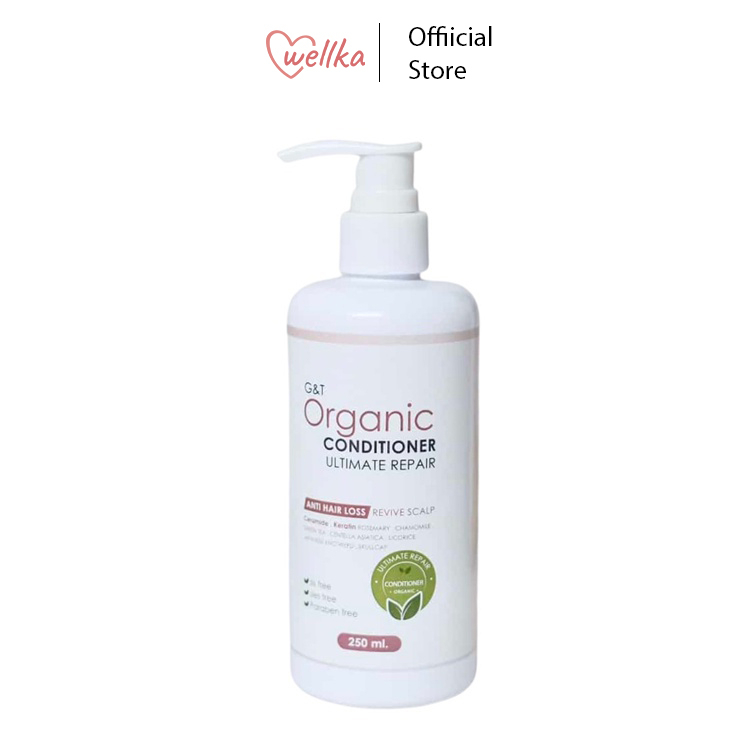G&T จี แอนด์ ที Organic Ultimate Repair Conditioner 250 มล ครีมนวดผม ลดผมร่วง เซราไมด์ + เคราติน