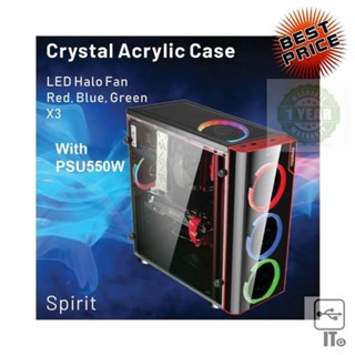 ATX CASE ITSONAS SPIRIT HALO (BLACK) ประกัน 1Y เคส เคสคอม เคสคอมพิวเตอร์ เคสคอมประกอบ เคสคอมไฟ เคสสวย casecom case com