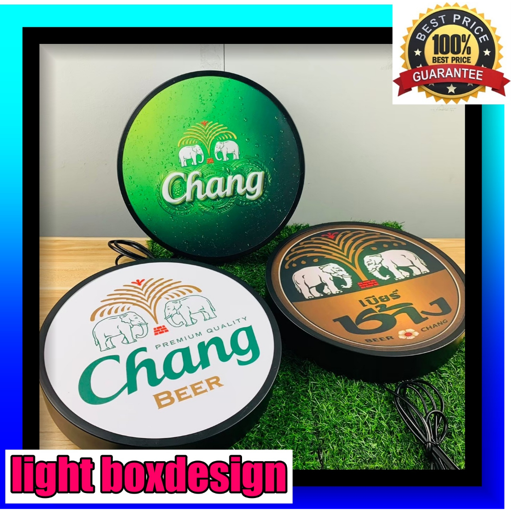 Chang Beer ป้ายเบียร์ ป้ายไฟLED ป้ายช้าง ป้ายไฟ ป้ายติดผนัง ป้ายตกแต่งร้าน โลโก้เครื่องดื่ม เส้นผ่าน