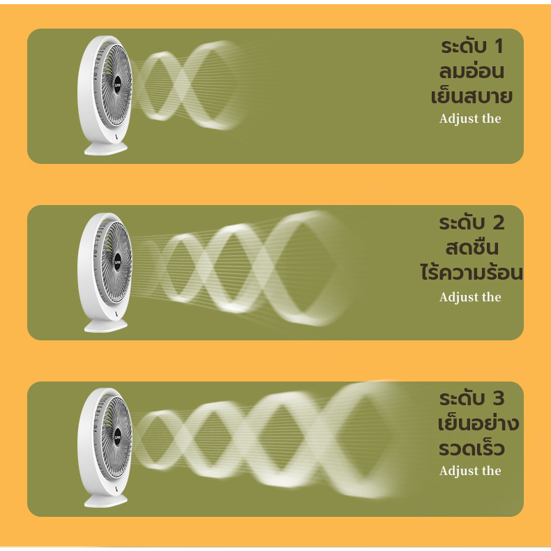พัดลม พัดลมตั้งโต๊ะ ชาร์จUSB แบตเตอรี่ความจุสูง6000mAh ปรับได้3ระดับ ลมแรง พัดลมไร้สาย พัดลมพกพา เสียงเงียบไร้เสียงรบกวน รูปที่ 7