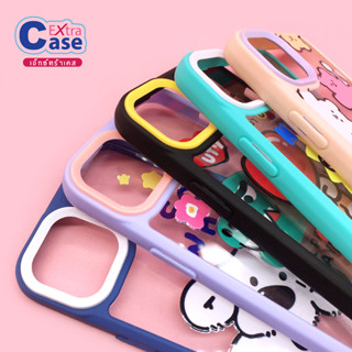 OPPO A5/A9(2020) A15 A16 A17 RENO7Z(5G) /VIVO Y02 Y16 Y21 Y22  เคสขอบสีหลังใสกันเลนส์กล้องสีสดใส พิมพ์ลายการ์ตูน