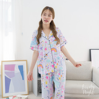 D82 ชุดนอน LovelyNight แขนสั้น-ขายาว Happy Unicorn