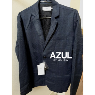 [ฟรีค่าจัดส่ง ก.ย.]  เสื้อสูท เบลเซอร์ AZUL สีน้ำเงินเข้ม ลายเส้นเล็กๆ size M จากญี่ปุ่น