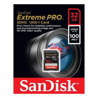 Sandisk SD 32GB Extreme Pro Class10 ความเร็ว 100MB/s ประกันตลอดอายุการใช้งาน รุ่น SDSDXXG_032G_GN4IN