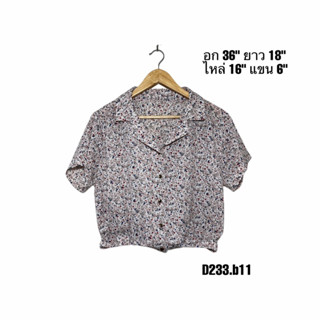 เสื้อลายดอกไม้ใส่สงกรานต์ไม่ร้อน อก 36” ยาว 18 เอวจั๊มเบาๆ D233.b11