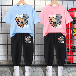 H293+K293B ชุดเซ็ทเด็กเสื้อยืด+กางเกงขายาว ใส่ได้ทั้งเด็กชายและเด็กหญิง ลายสวยแฟชั่นนานาชาติ