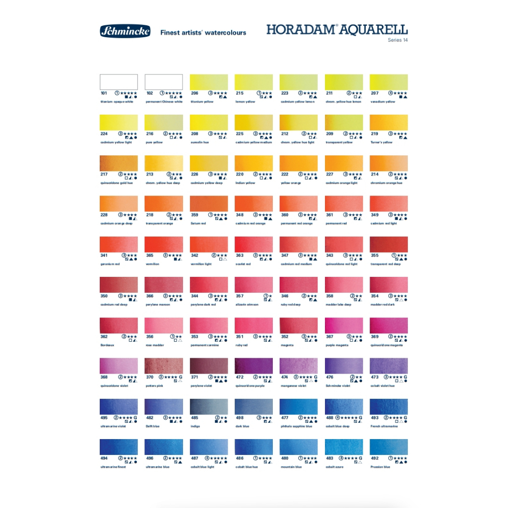 Schmincke HORADAM AQUARELL สีน้ำเกรดพรีเมี่ยม Artist ขนาด15มล.140 เฉดสี (S.2) (1/2) — صورة 3
