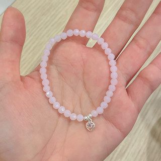 SissyJewelry // ข้อมือ Rose quartz รุ่นเอ็นยืด ประดับจี้เงินแท้ (แจ้งจี้ตรงหมายเหตุ)